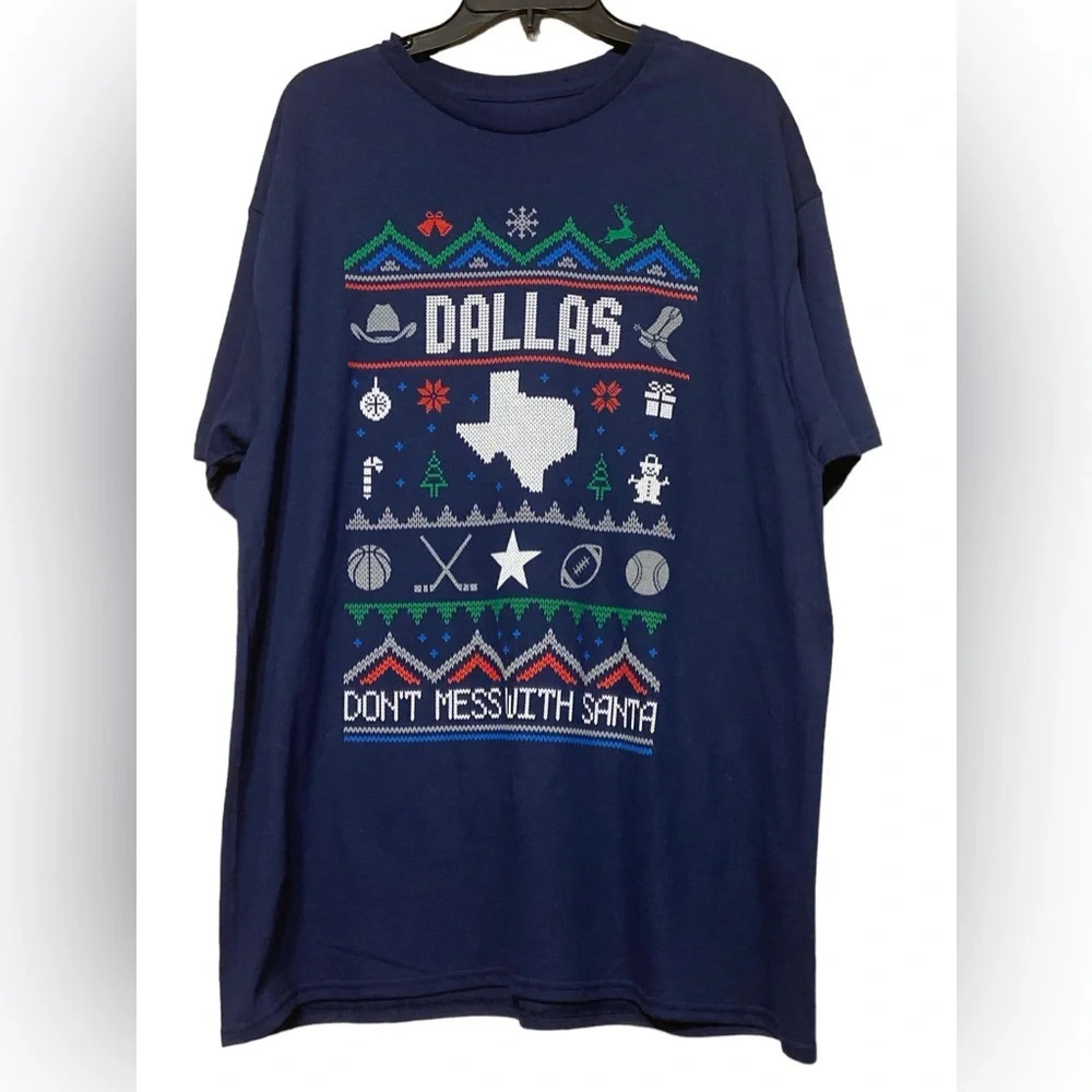 Dallas navy blue Christmas T-shirt size XL